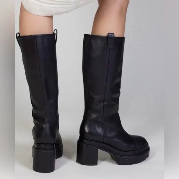 Cult Gaia Women's Hana Block Heel Leather Boots - Picture 4 of 5